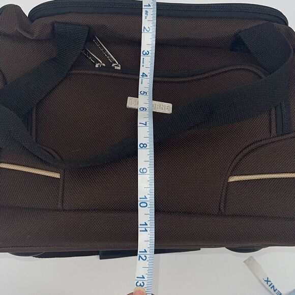 Claiborne Carry On Bag Luggage Zip Pockets Detachable‎ Strap Brown - Picture 6 of 7